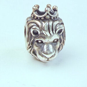Pandora King Of The Jungle Lion Head With Crown Animal Zoo Sterling 925 Charm